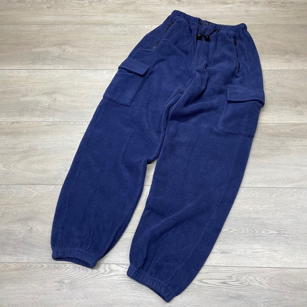 Prospirit Cargo Pants Men Size S Blue Fleece Elastic Waist Joggers Drawstring